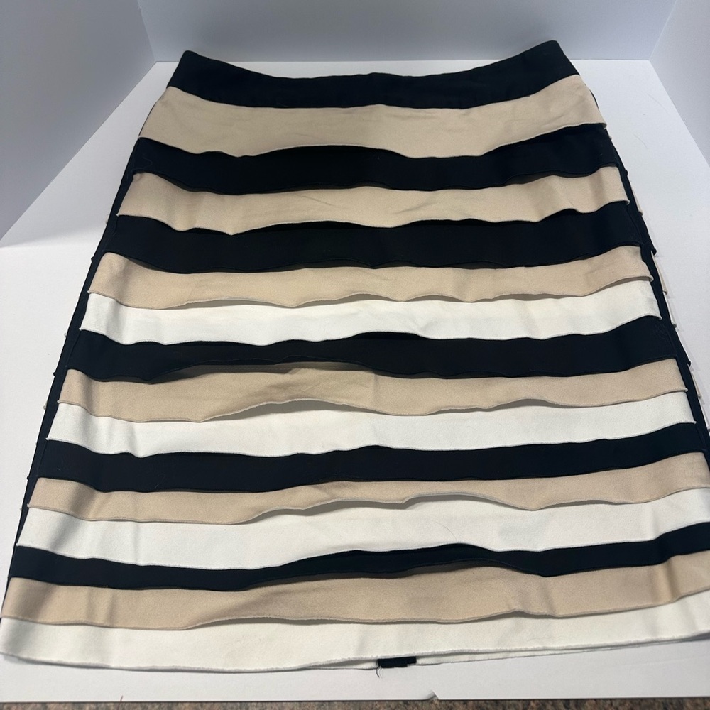 White House Black Market Black and Tan Striped Pencil Skirt